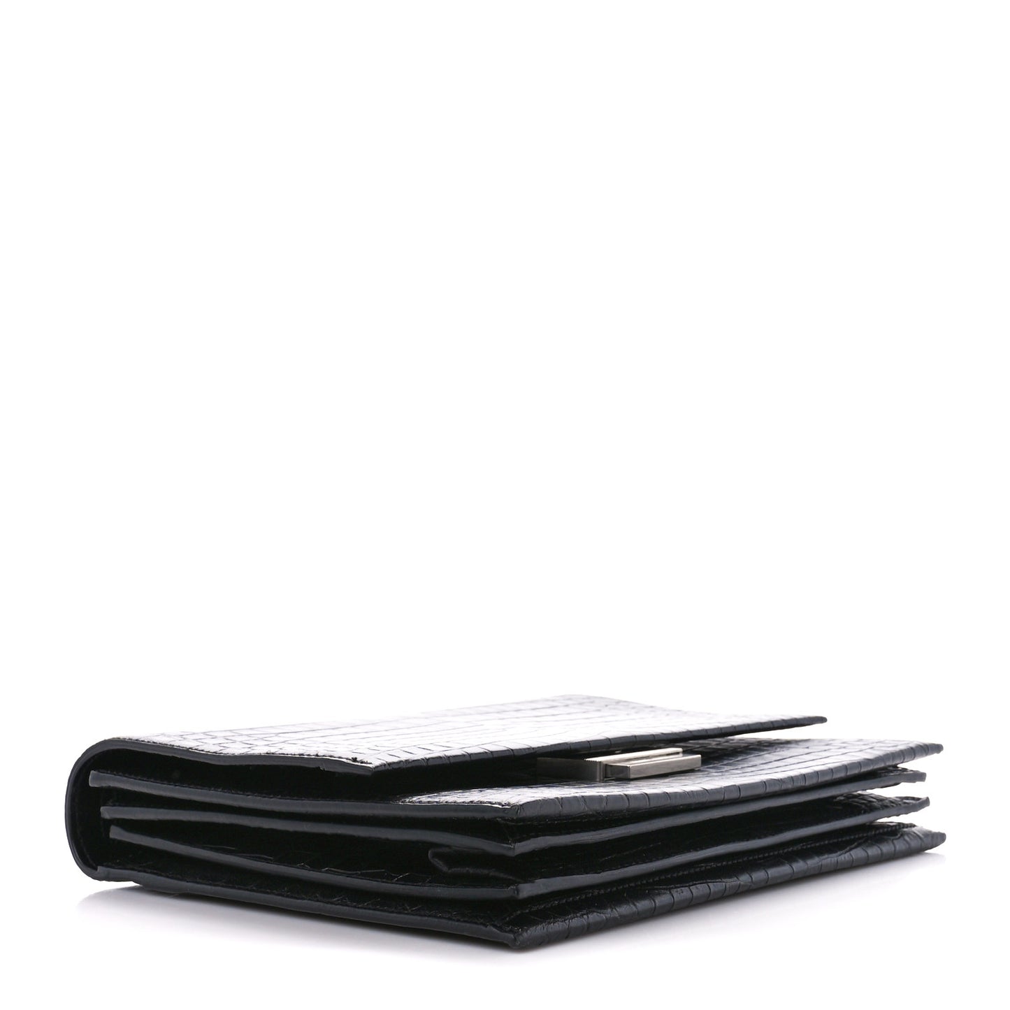 Calfskin Crocodile Embossed Medium Babylone Black