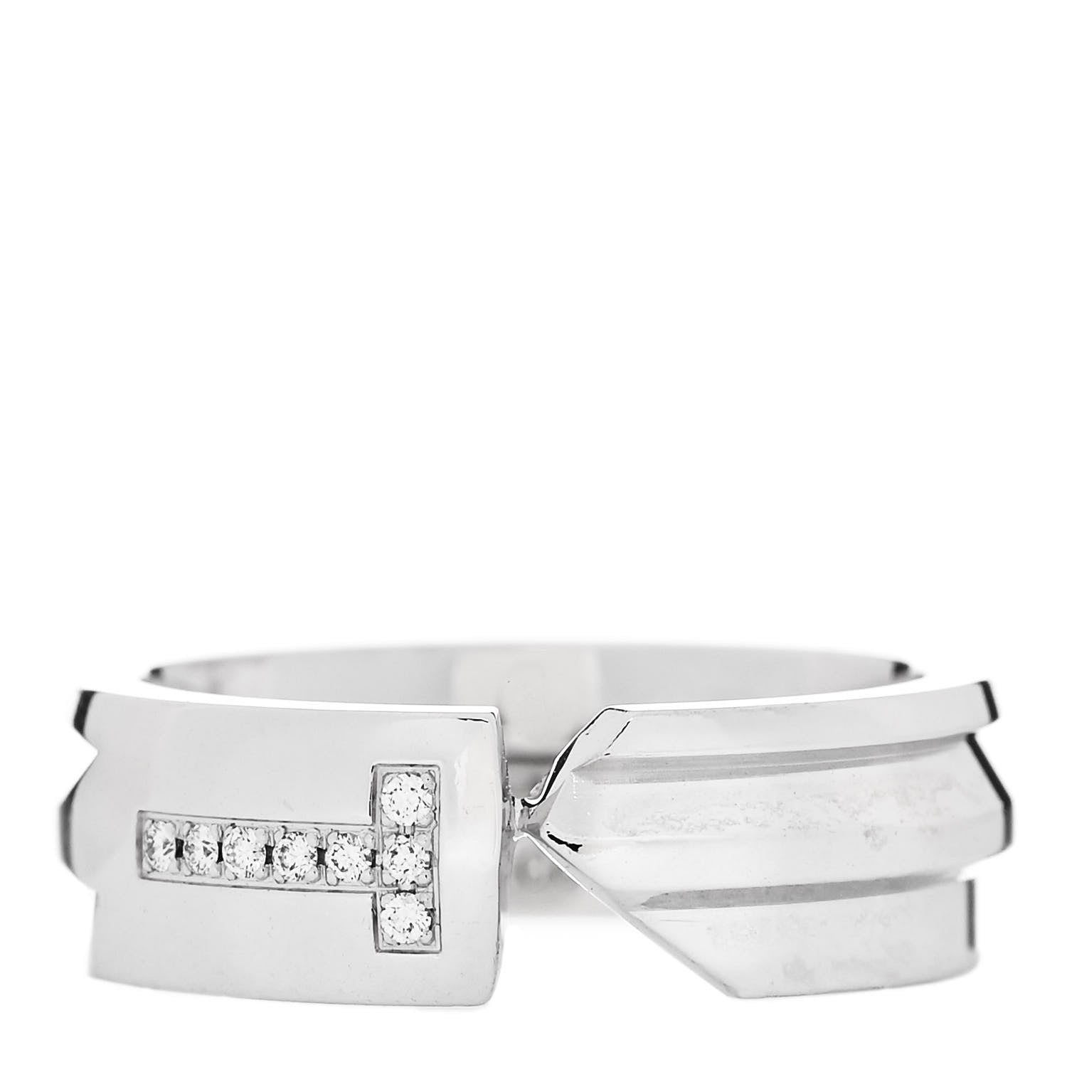 Tiffany 18K White Gold Diamond Modern Keys Ring 46 3.75 1 of 5