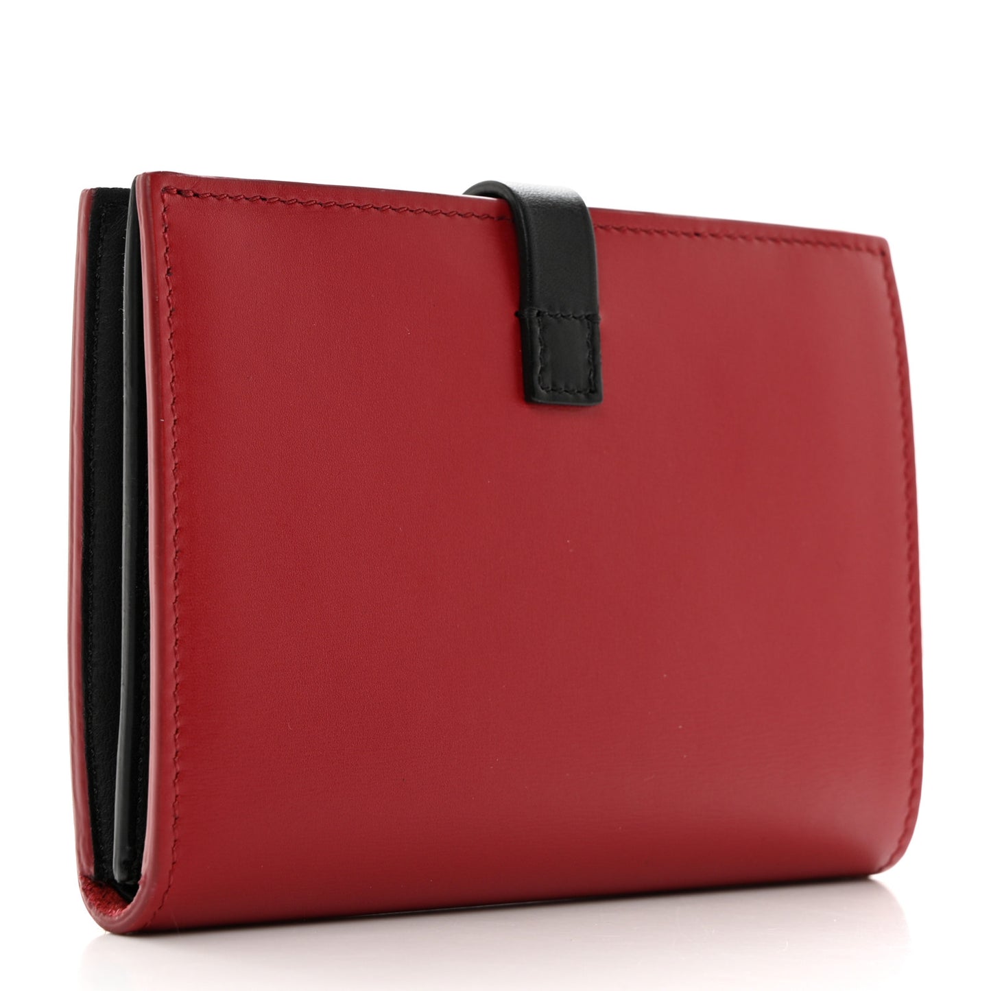 Smooth Calfskin Medium Multifunction Strap Wallet Coquelicot