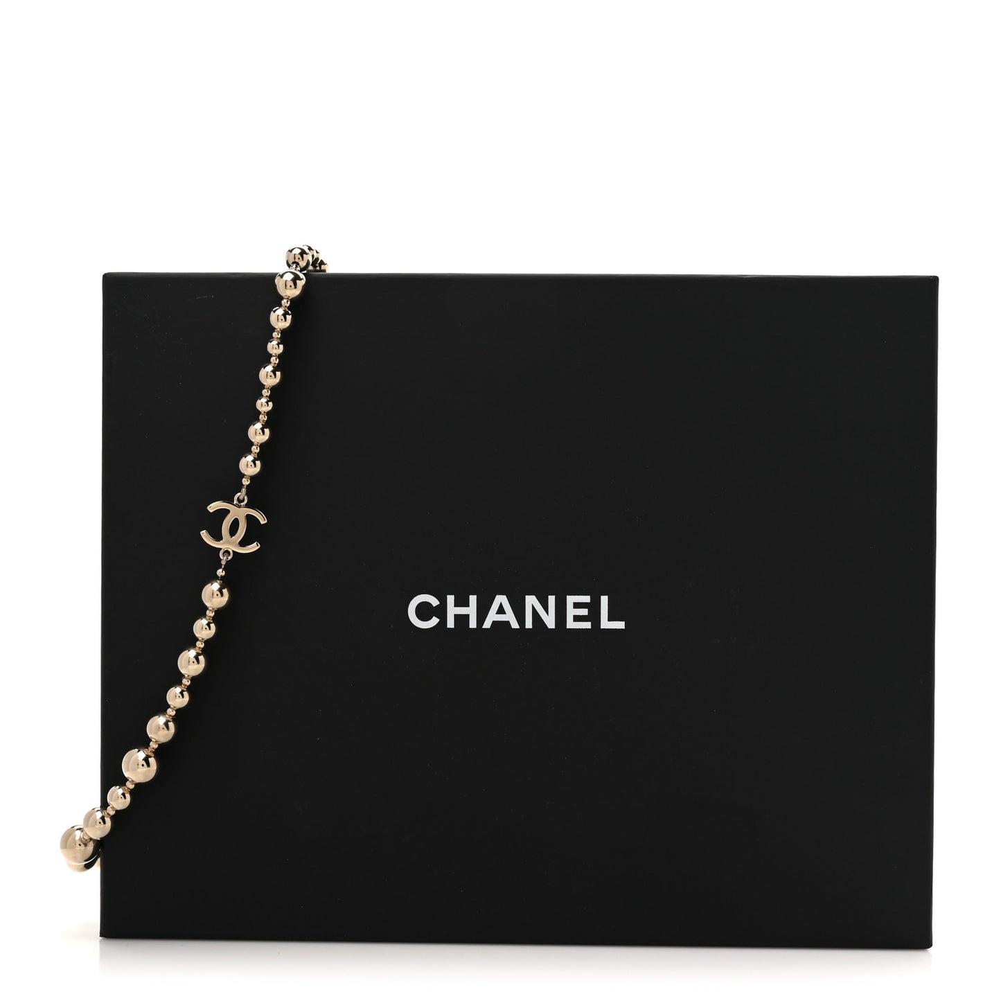 Metal Bead CC Necklace Gold