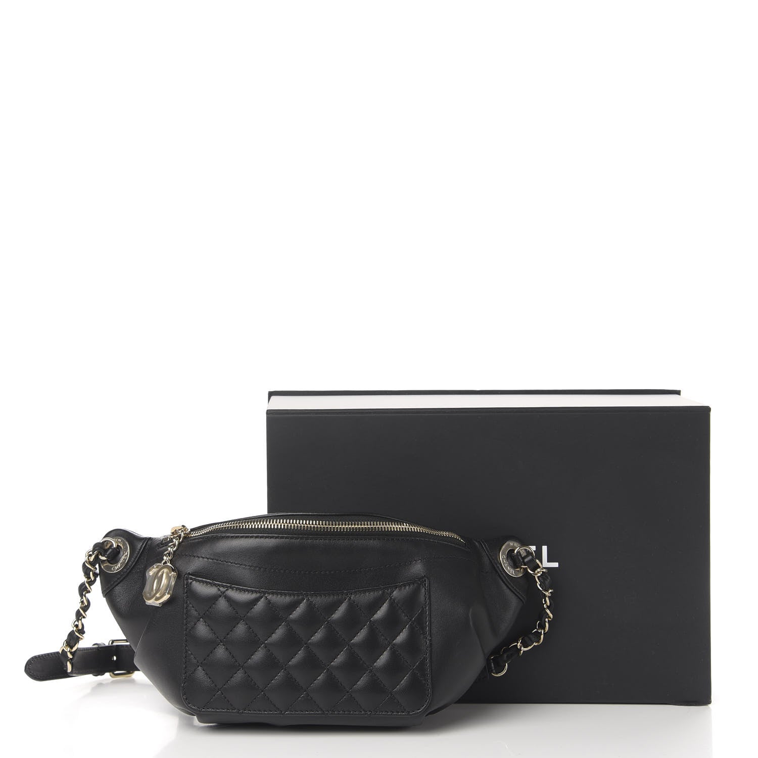 Chanel Lambskin Quilted Waist Bag Fanny Pack Black 11 of 11