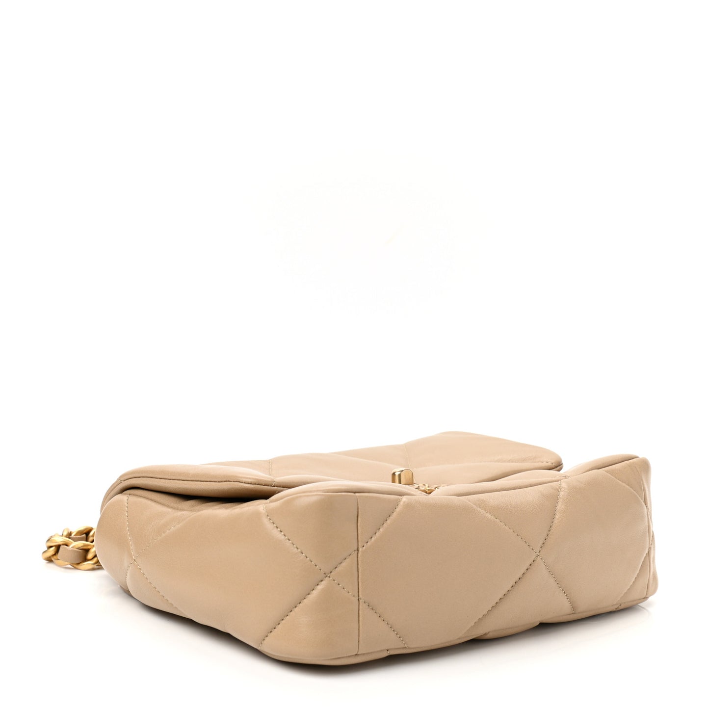 Lambskin Quilted Medium Chanel 19 Flap Dark Beige