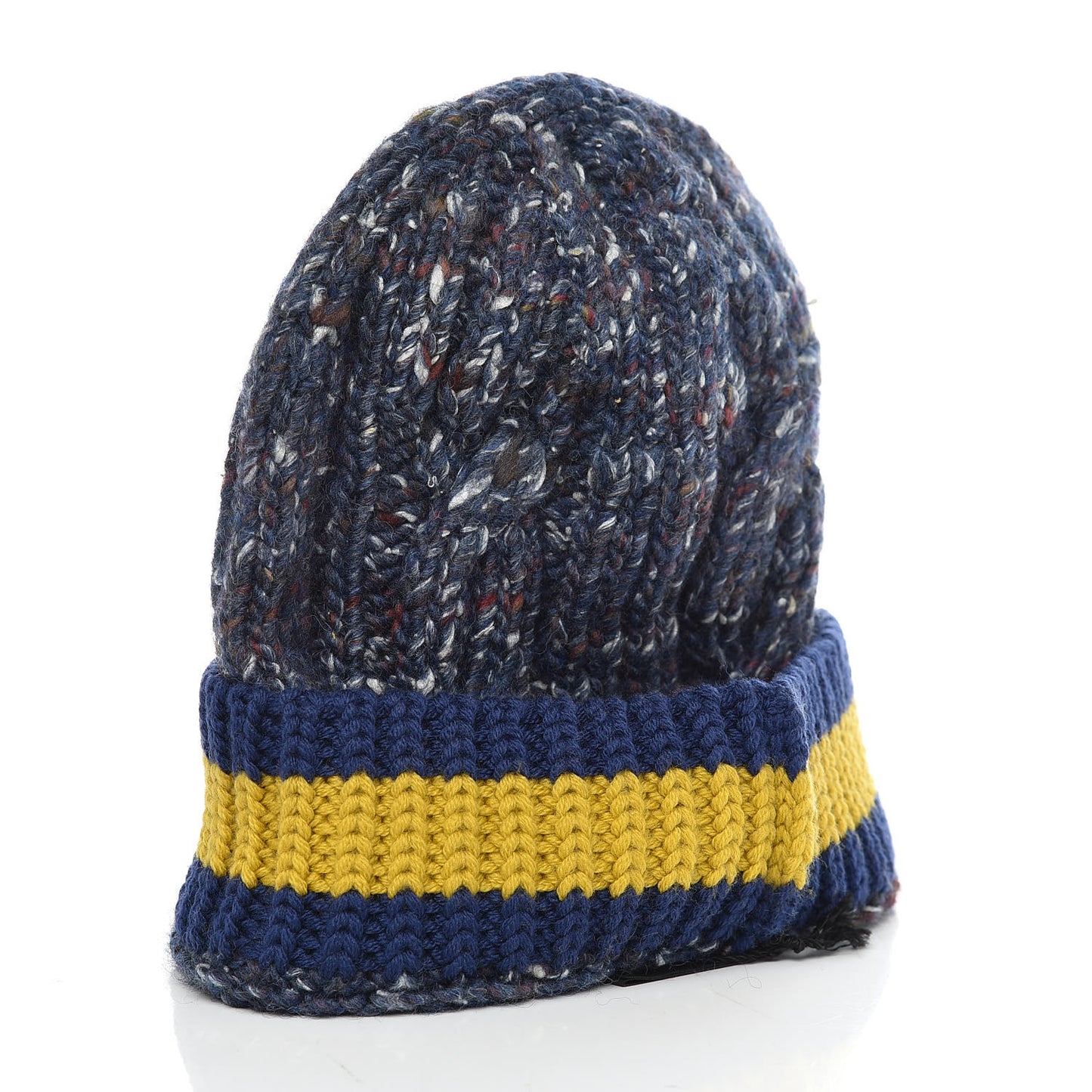 Wool Alpaca Silk Cable Knit Beanie Hat Navy