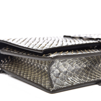 Saint Laurent Metallic Python Calfskin Embossed Classic Monogram Kate Tassel Chain Wallet Anthracite 7 of 13