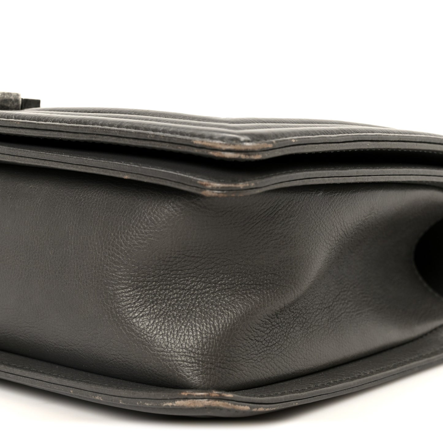 Calfskin Double Stitch New Medium Boy Flap Grey