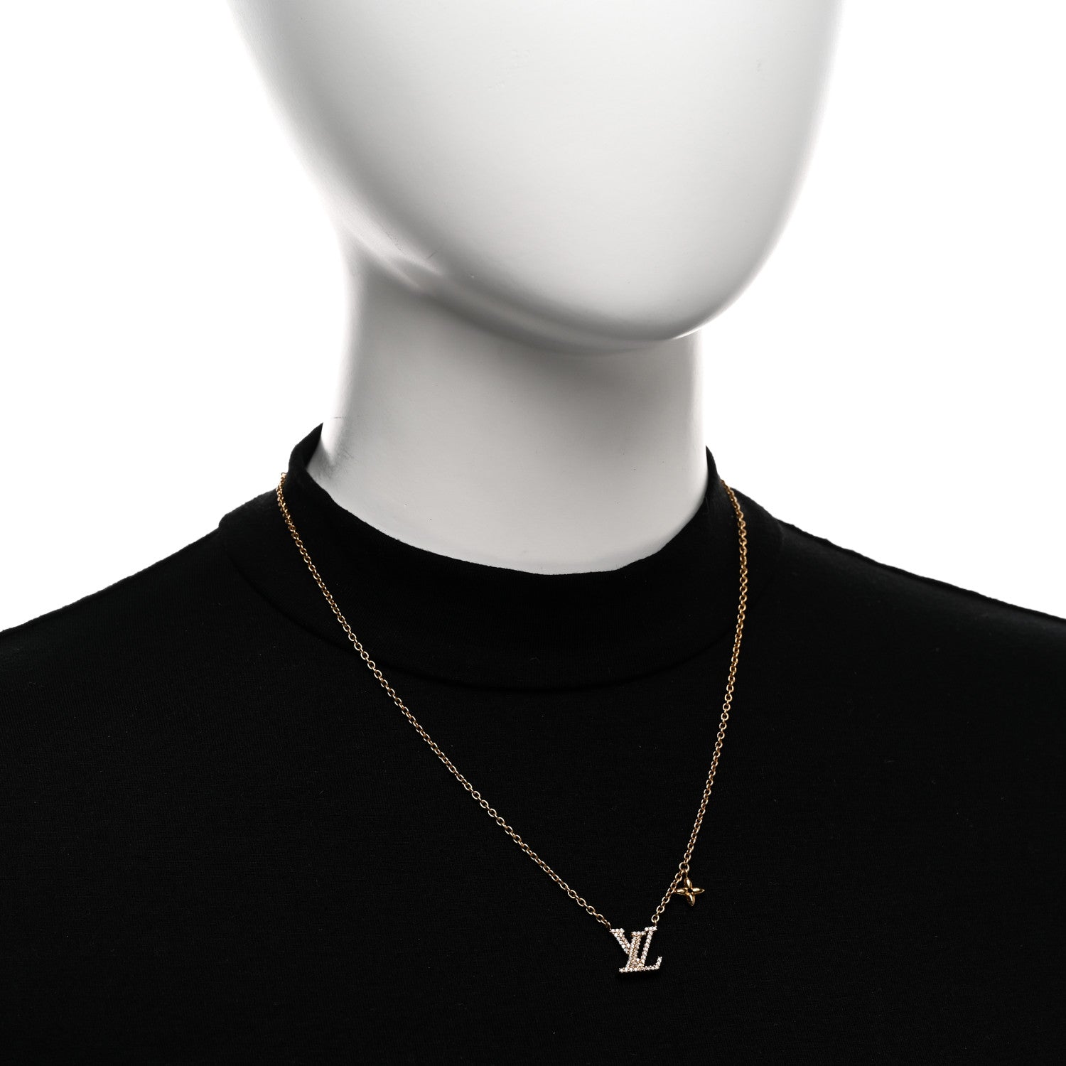 Louis Vuitton Metal Crystal LV Iconic Necklace Gold 2 of 7