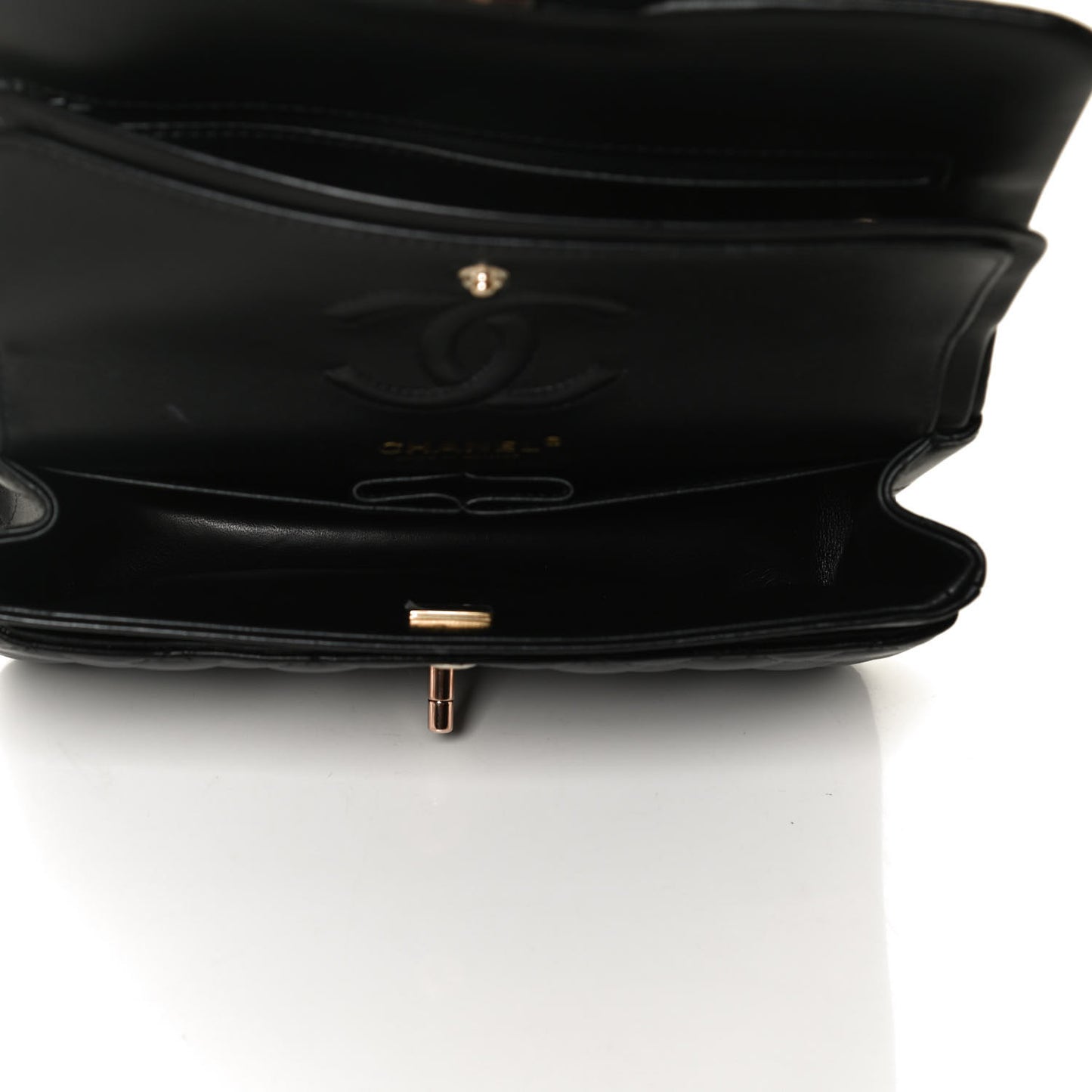 Lambskin Quilted Small Double Flap Black