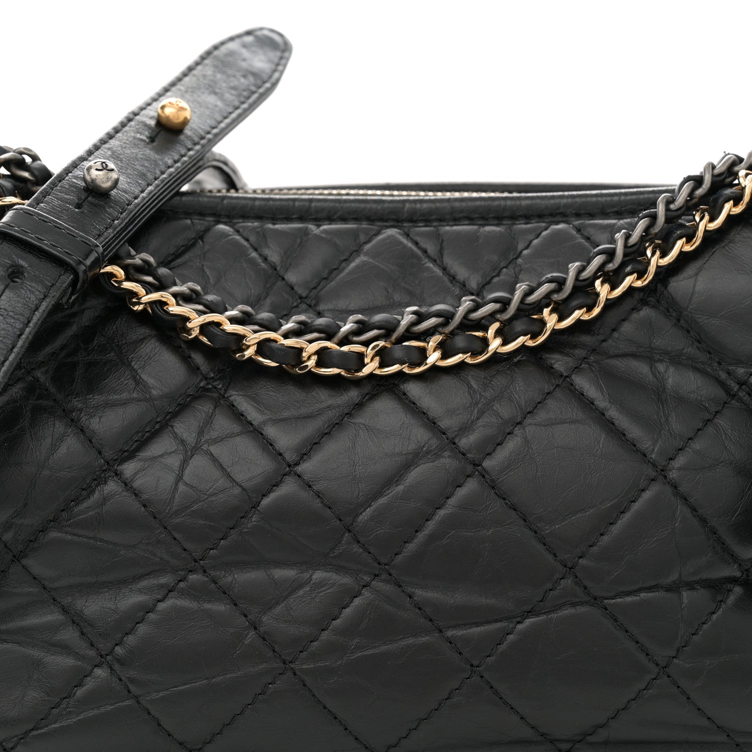 Chanel Aged Calfskin Quilted Medium Gabrielle Hobo Black 8 of 13