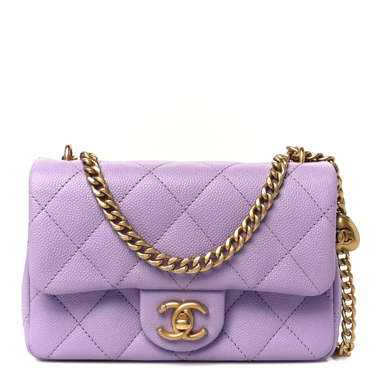 Caviar Quilted Mini Rectangular Sweetheart Flap Light Purple