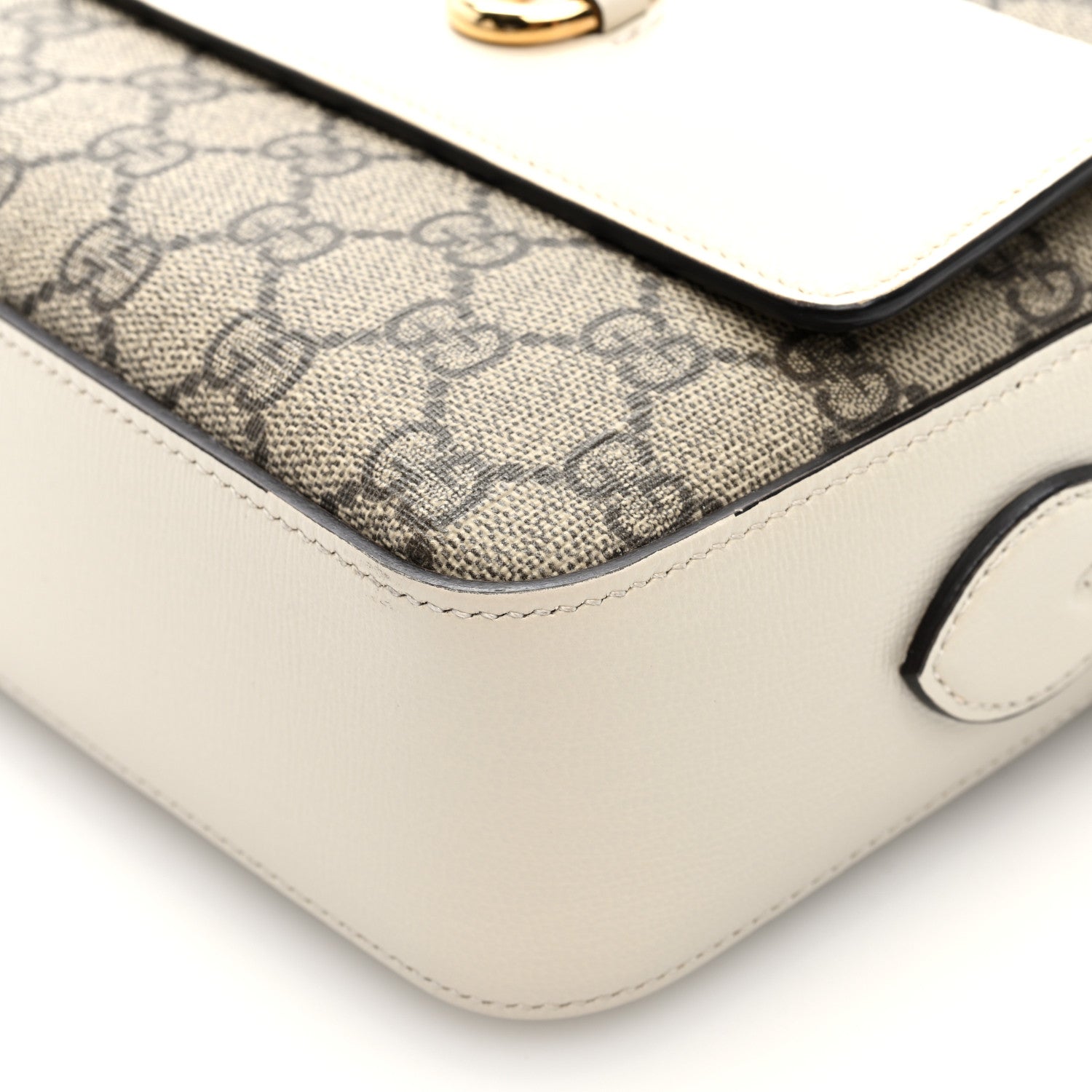 Gucci GG Supreme Monogram Small Horsebit 1955 Shoulder Bag Beige Mystic White 10 of 10