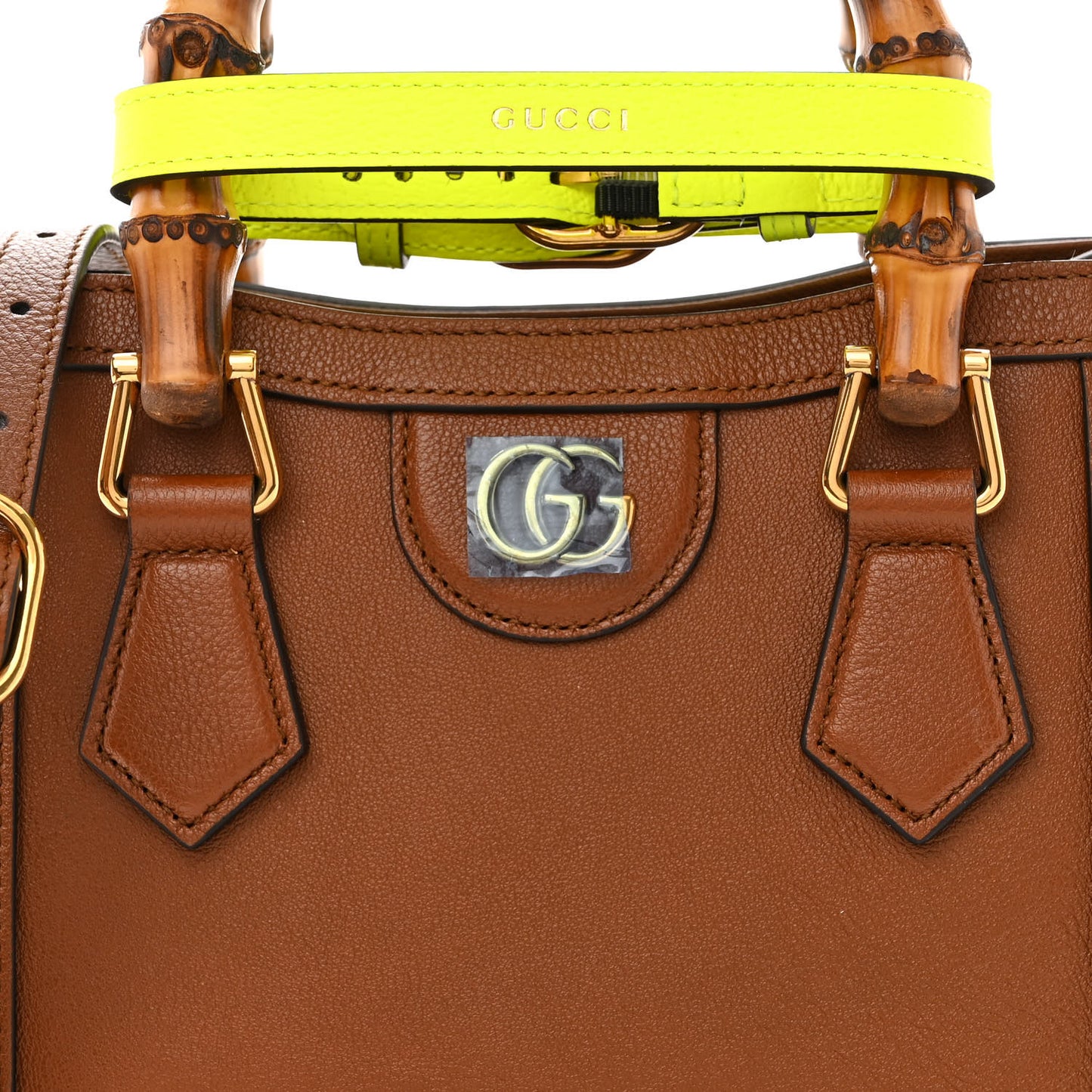 Wonka Grain Calfskin Mini Diana Tote Bag Cuir Yellow Fluo