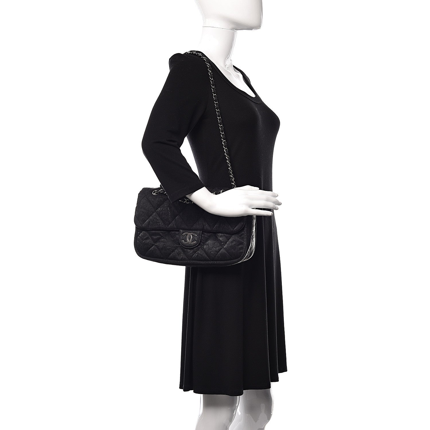 Chanel Coated Canvas Quilted Le Marais Flap Black 2 of 9