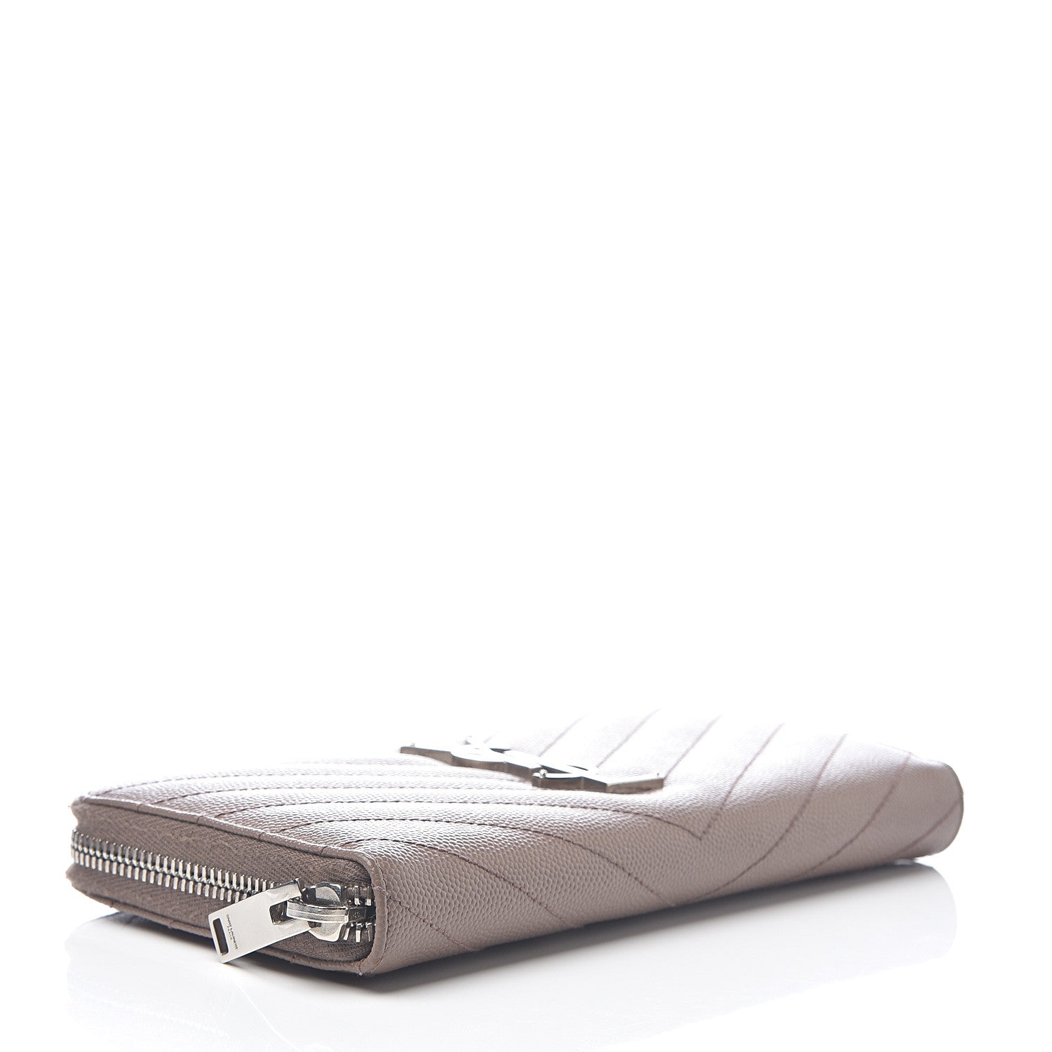 Saint Laurent Grain De Poudre Matelasse Chevron Monogram Zip Around Wallet Fard 3 of 6