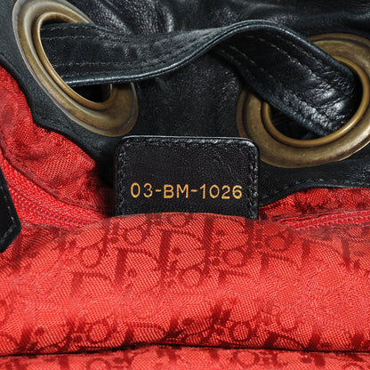 Christian Dior Lambskin Cannage Drawstring Bag Black 7 of 7