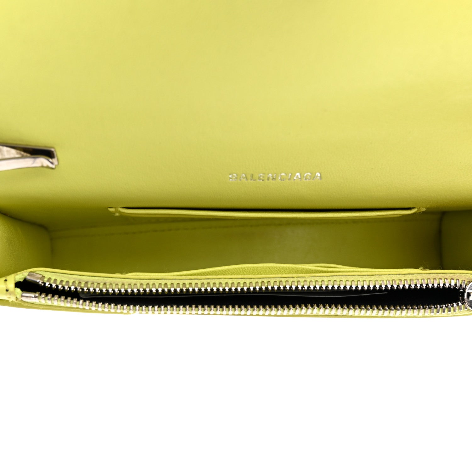 Balenciaga Shiny Box Calfskin XS Hourglass Wallet On Chain Lime 5 of 12