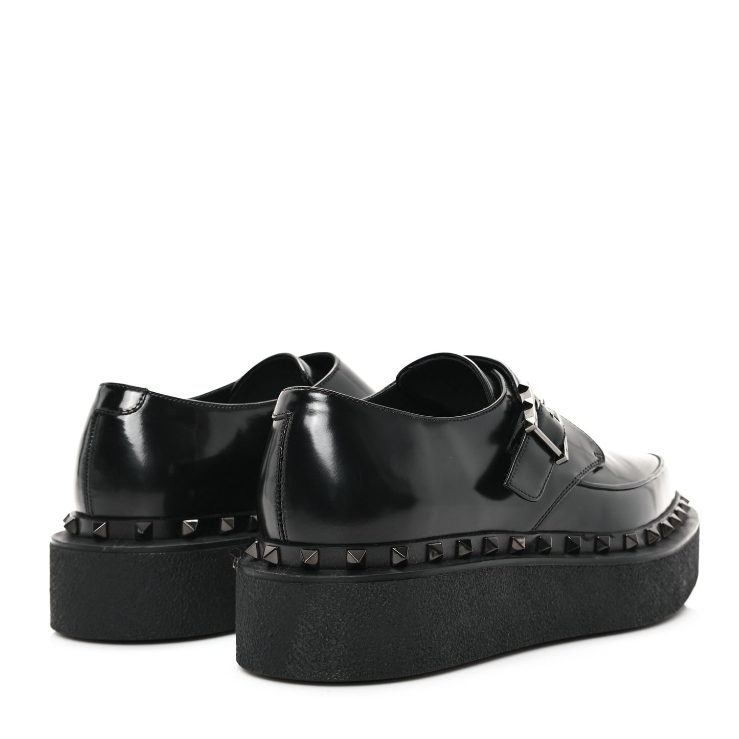 Calfskin Rockstud Mens M-Way Single Monk Loafers 42 Black