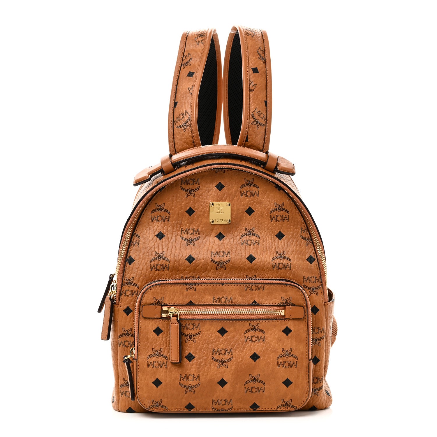 MCM Visetos Mens Medium Stark Backpack Cognac 1 of 9