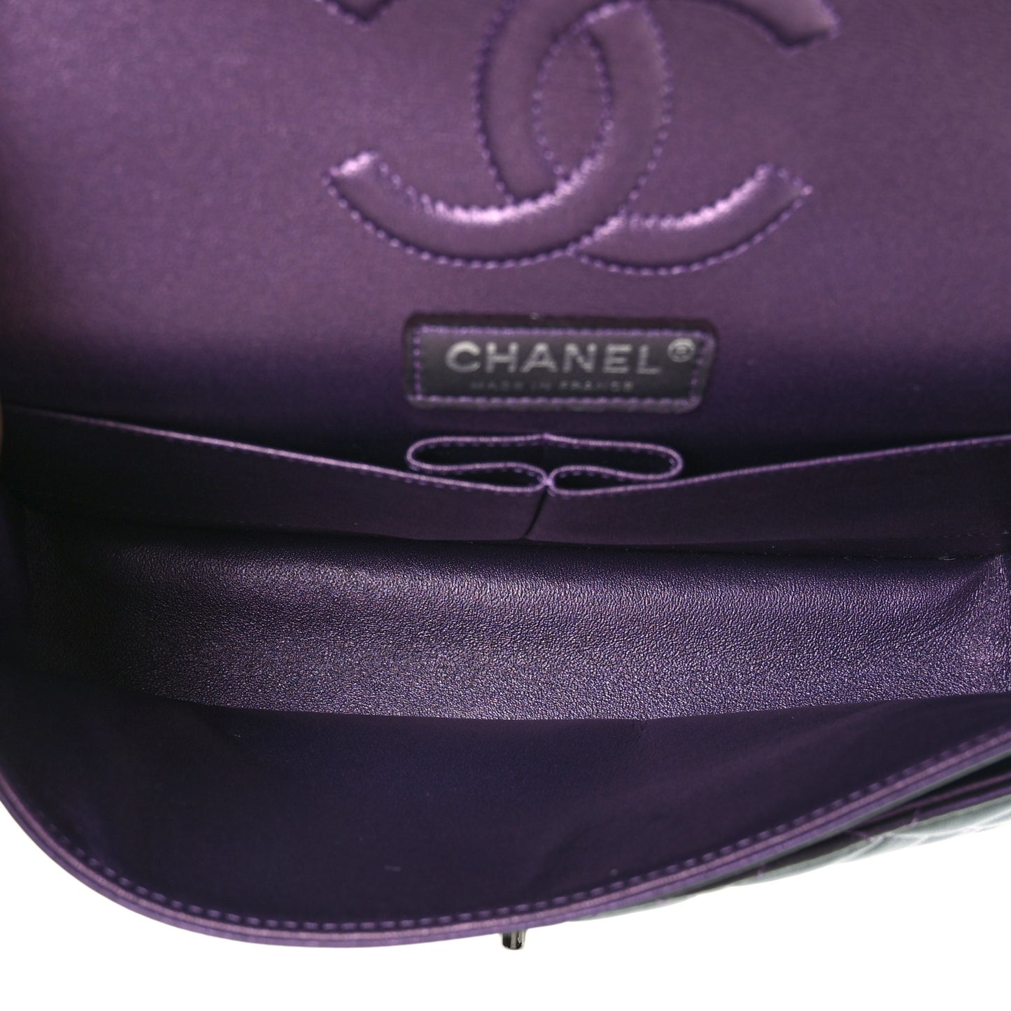 Iridescent Lambskin Quilted Medium Double Flap Dark Purple