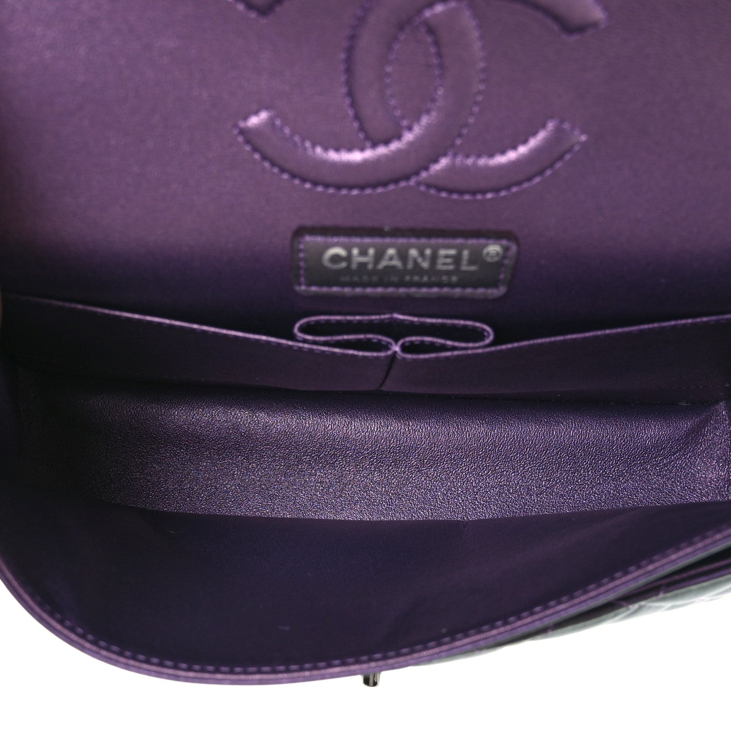 Chanel Iridescent Lambskin Quilted Medium Double Flap Dark Purple 5 of 9
