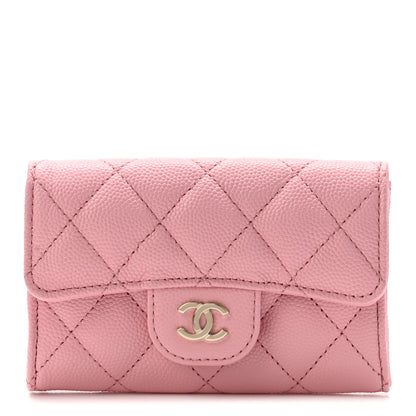 Chanel Caviar Quilted Flap Card Holder Wallet Light Pink 1 of 10