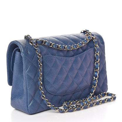 Chanel Iridescent Caviar Quilted Medium Double Flap Dark Blue 3 of 11