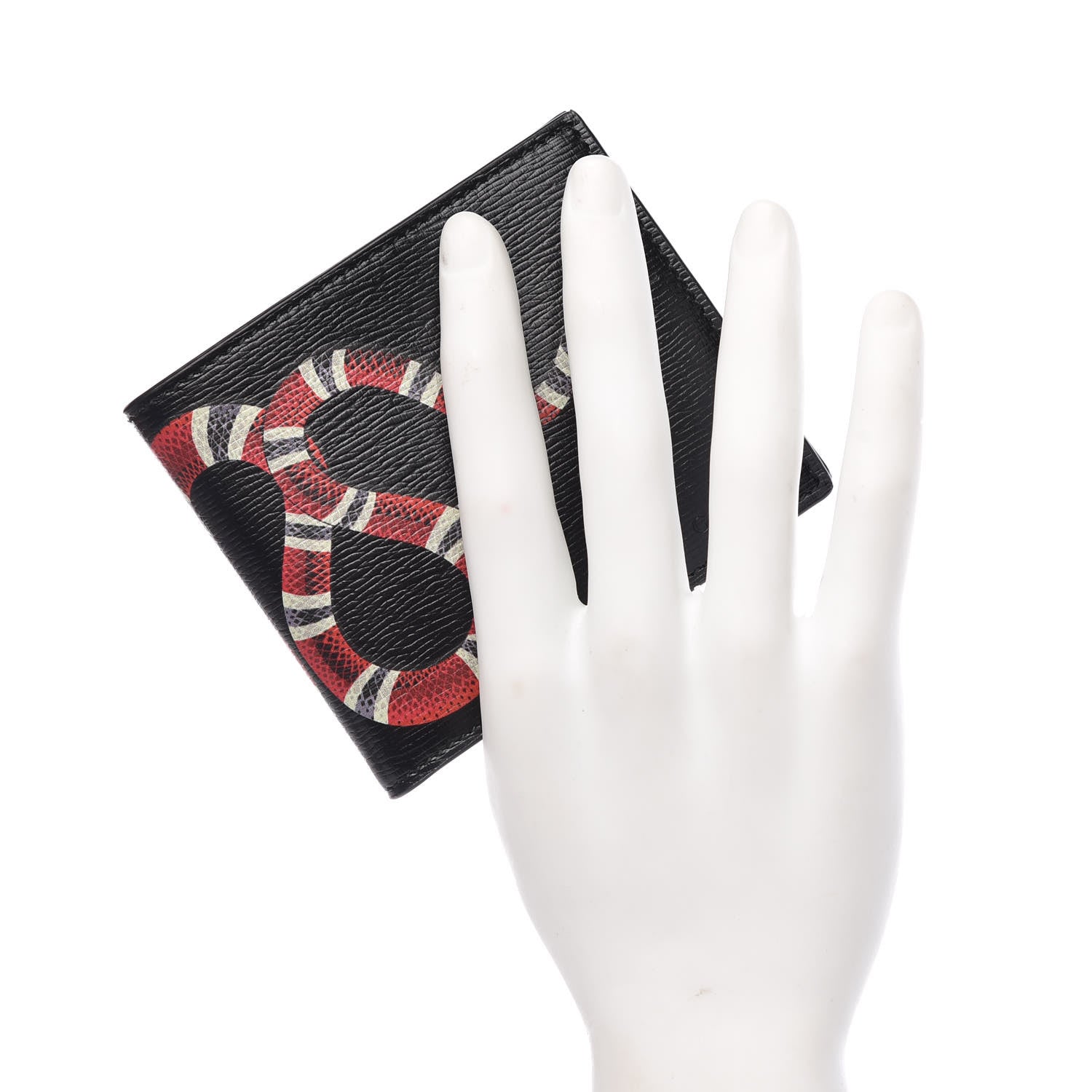 Gucci Shangai Calfskin Kingsnake Bi-Fold Wallet Black 2 of 8