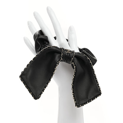 Chanel Lambskin Chain CC Hair Bow Tie Black Gold 2 of 4