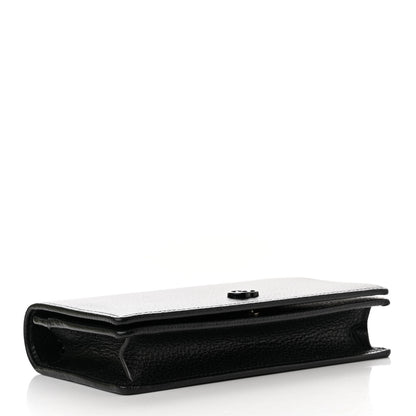 Gucci Dollar Calfskin Enamel Monochrome Mini GG Marmont Chain Wallet Black 4 of 11