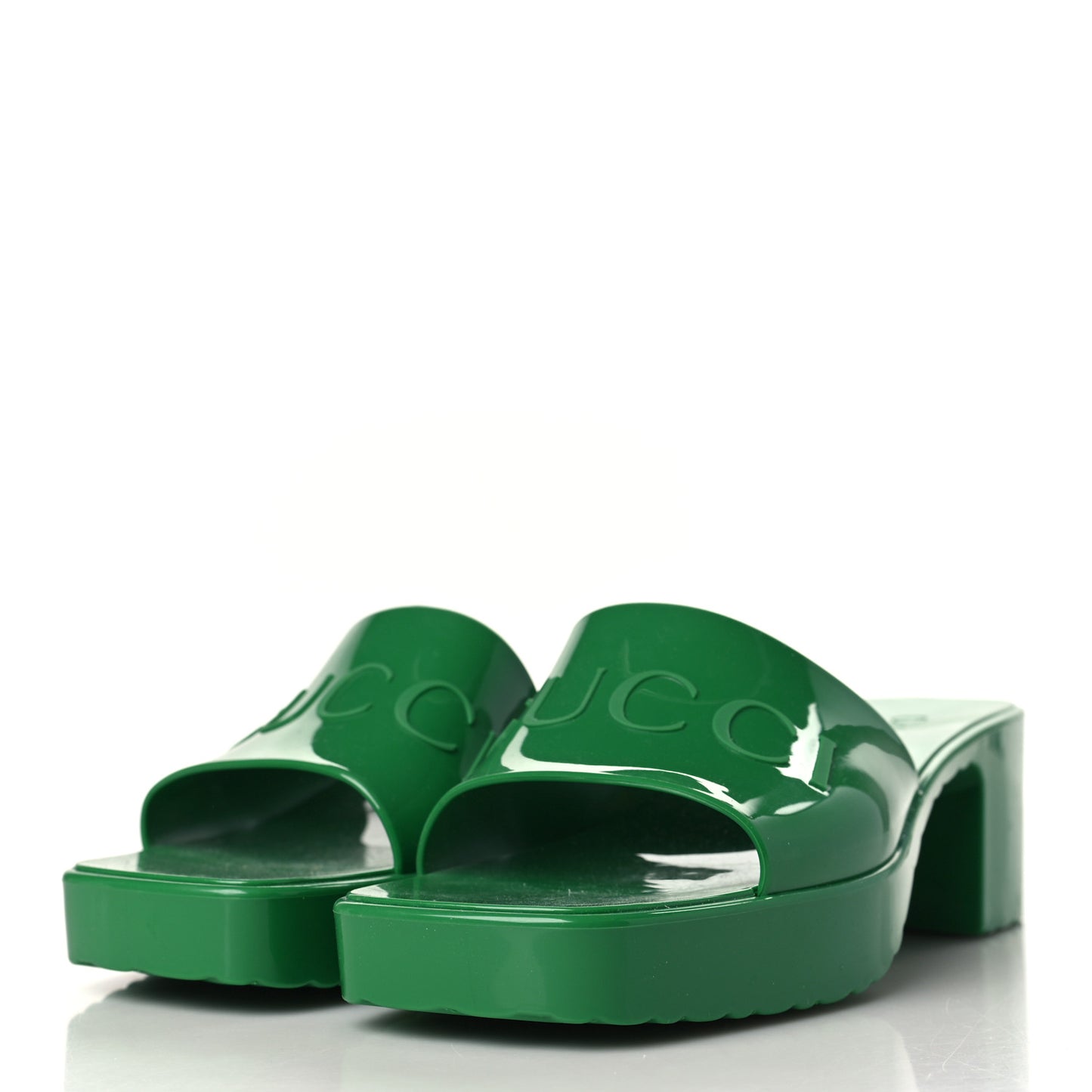 Rubber Gucci Logo Womens Platform 20/60mm Slide Sandals 36 New Shamarock