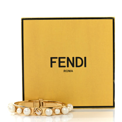 Fendi Metal Pearl Logo Bracelet S Gold 6 of 6