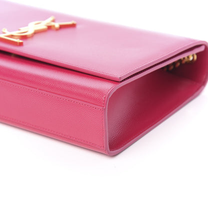 Saint Laurent Grain De Poudre Medium Monogram Kate Satchel Lipstick Fuchsia 7 of 7