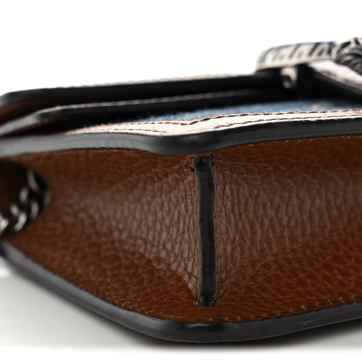 New Denim GG Monogram Dollar Calfskin Enamel Super Mini Dionysus Shoulder Bag Blue Tea Cuir Epilog Electric Blue
