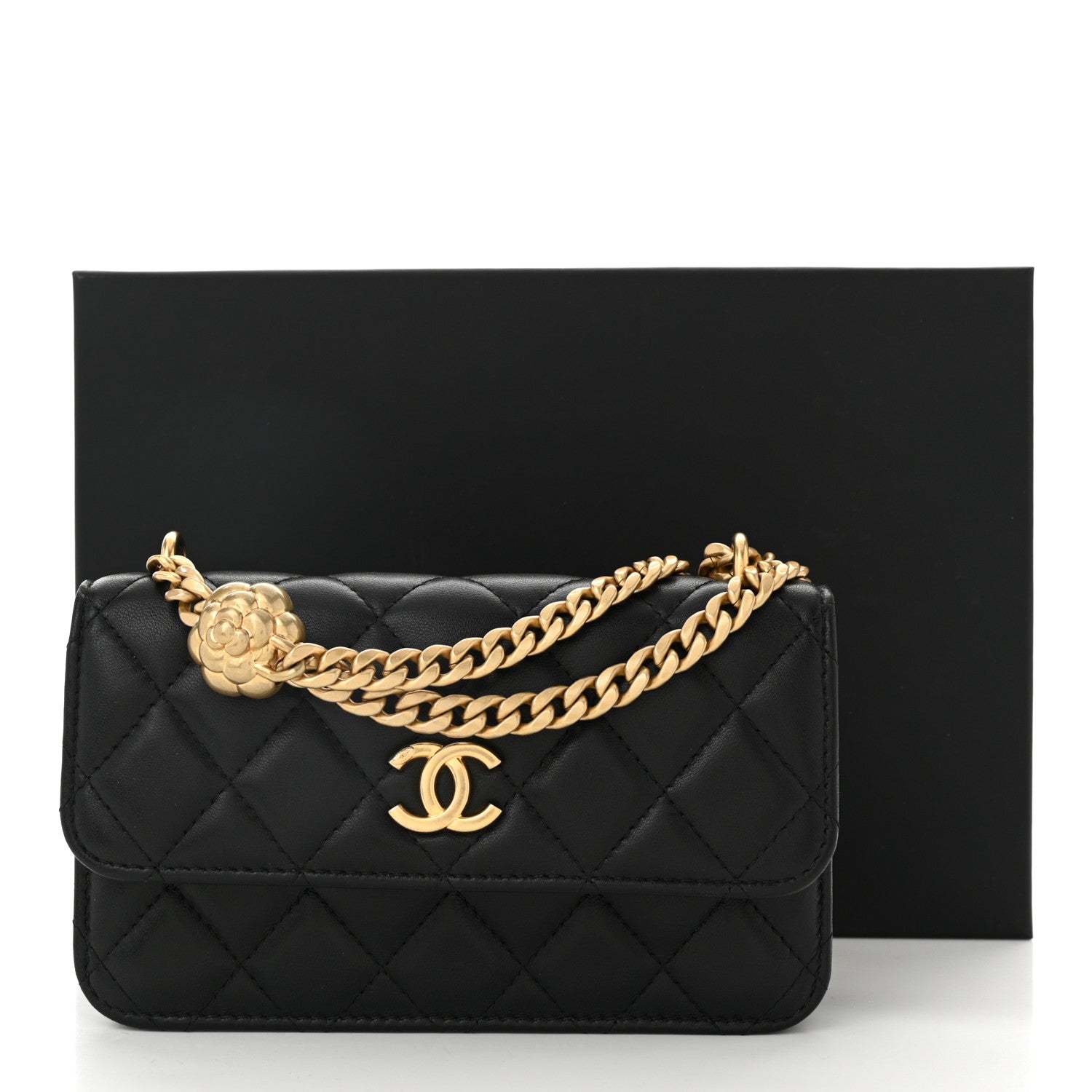 Chanel Lambskin Quilted Sweet Camellia Flap Phone Holder With