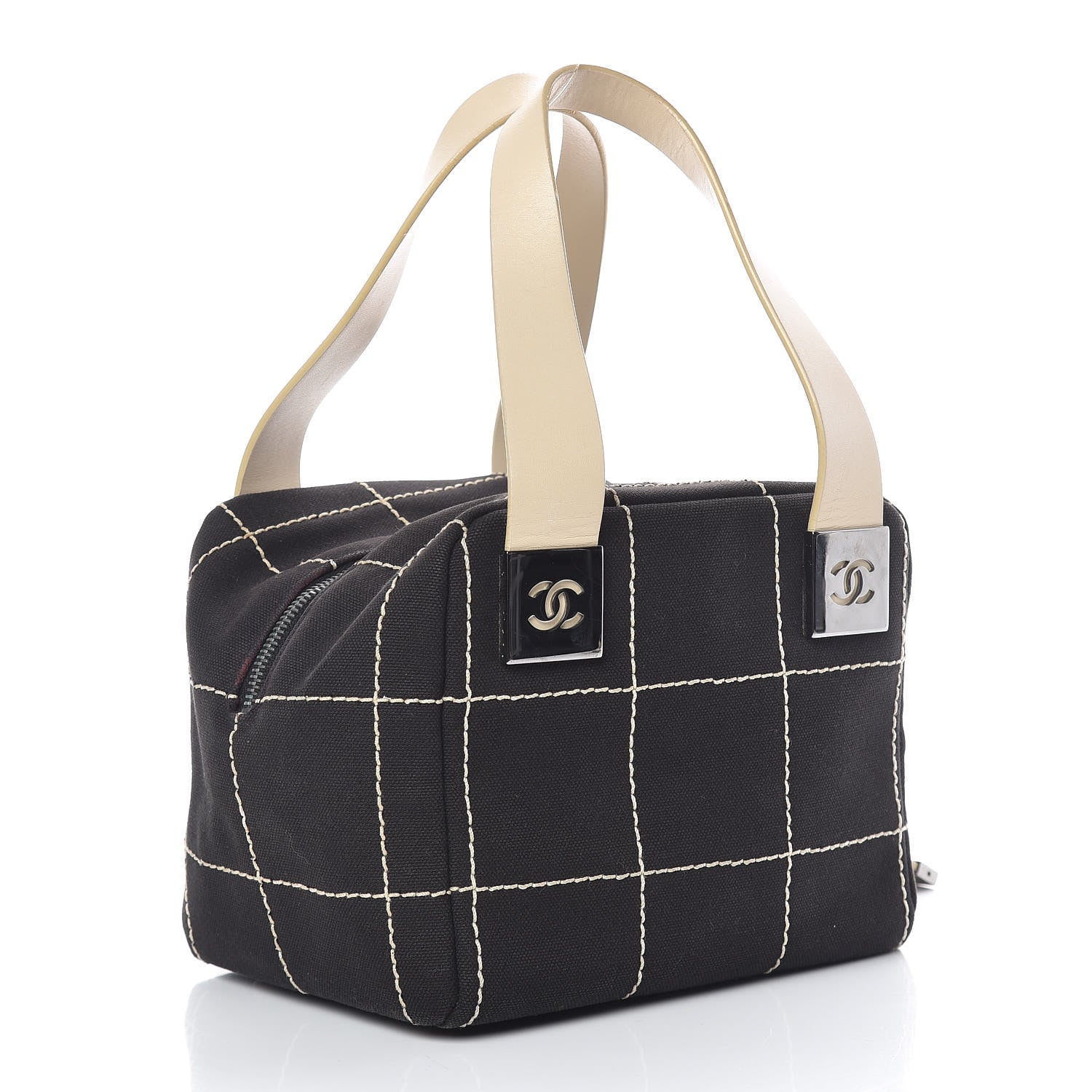 Chanel Canvas Square Stitched CC Tote Bag Black 3 of 13