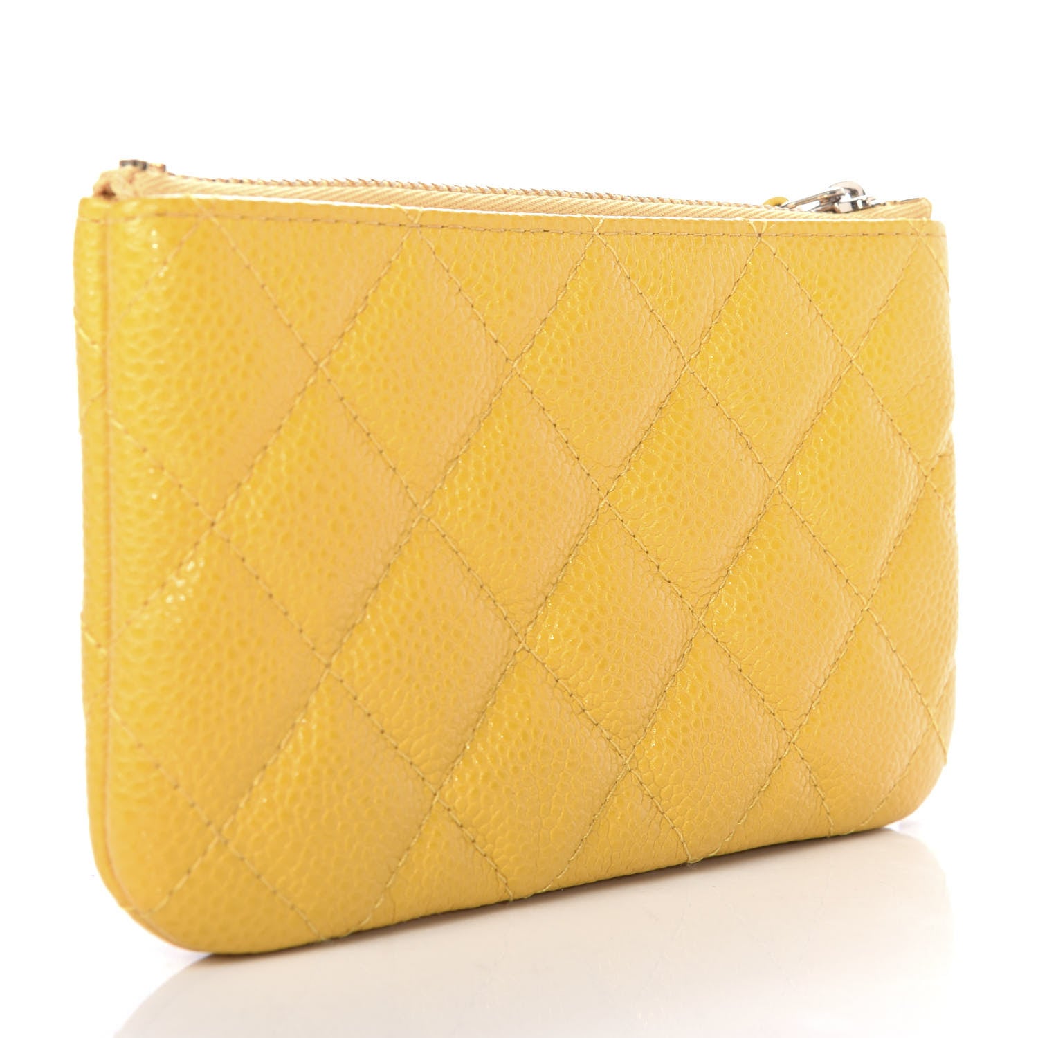 Chanel Caviar Quilted Small Cosmetic Case Yellow 3 of 8