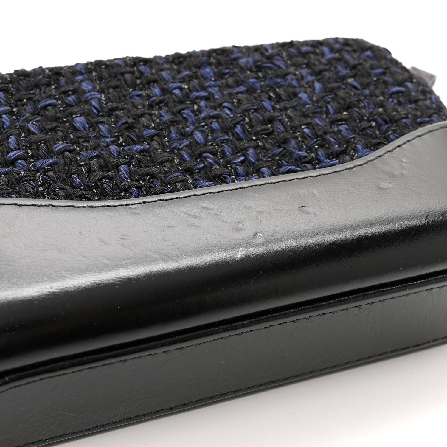 Chanel Tweed Aged Calfskin Quilted Small Gabrielle Clutch With Chain Black Blue 13 of 14