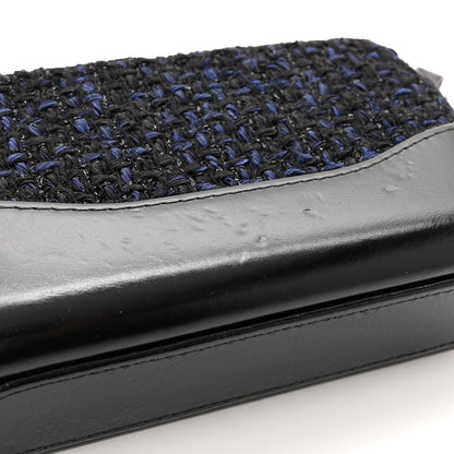 Chanel Tweed Aged Calfskin Quilted Small Gabrielle Clutch With Chain Black Blue 13 of 14
