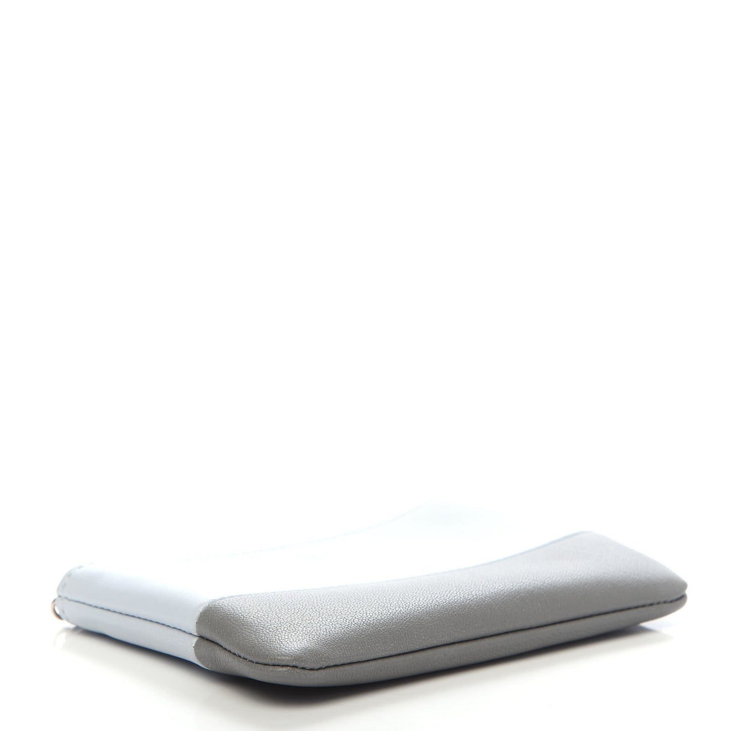 Lambskin Bi-Color Solo Coin Card Case Blue Grey