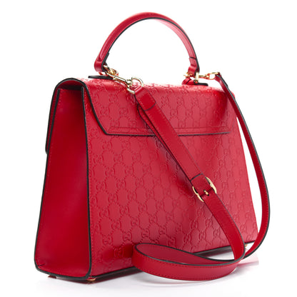 Gucci Guccissima Signature Medium Padlock Top Handle Bag Hibiscus Red 4 of 33