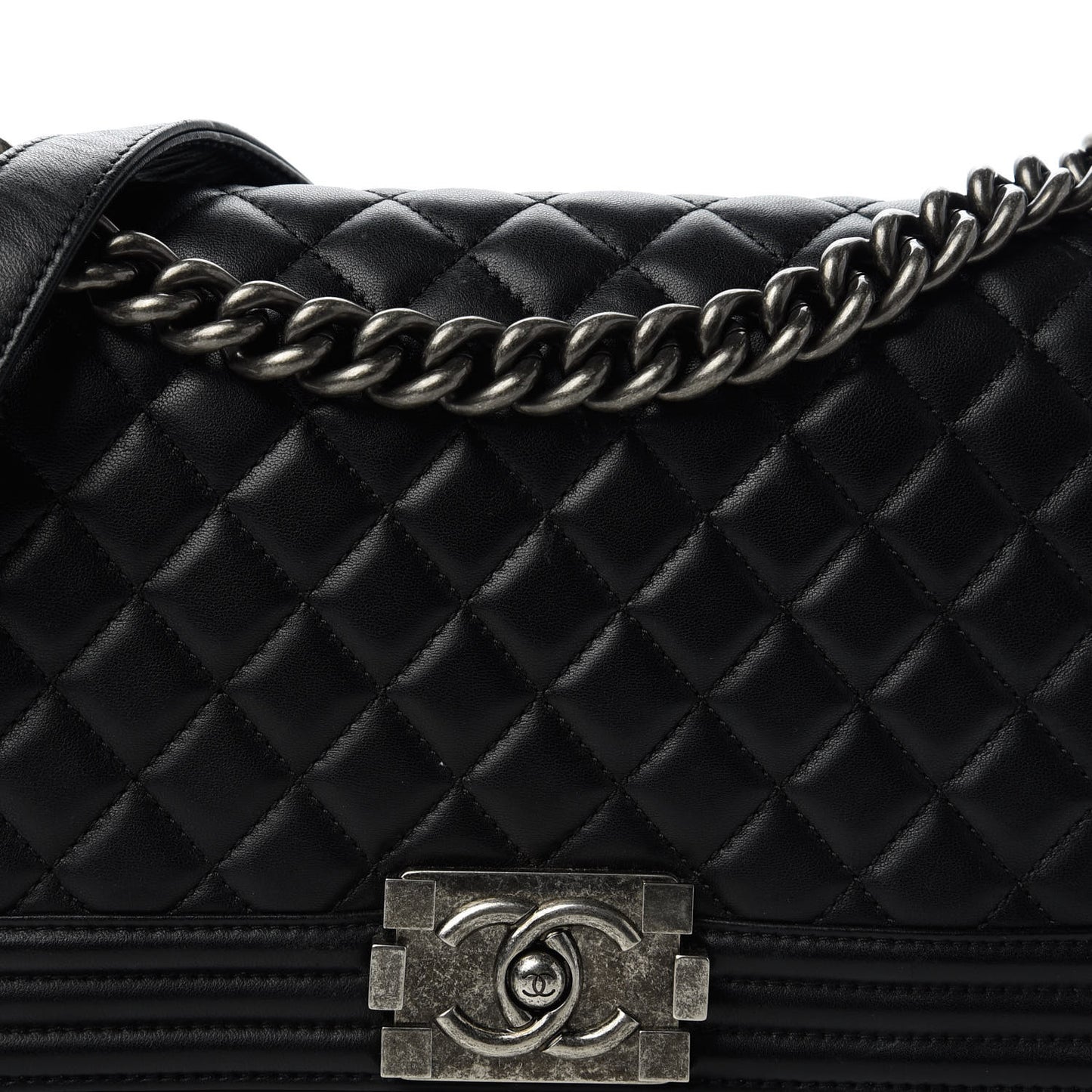 Lambskin Quilted Medium Boy Flap Black