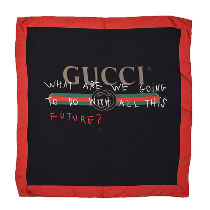 Gucci Silk Coco Capitan Logo Scarf Black 1 of 7