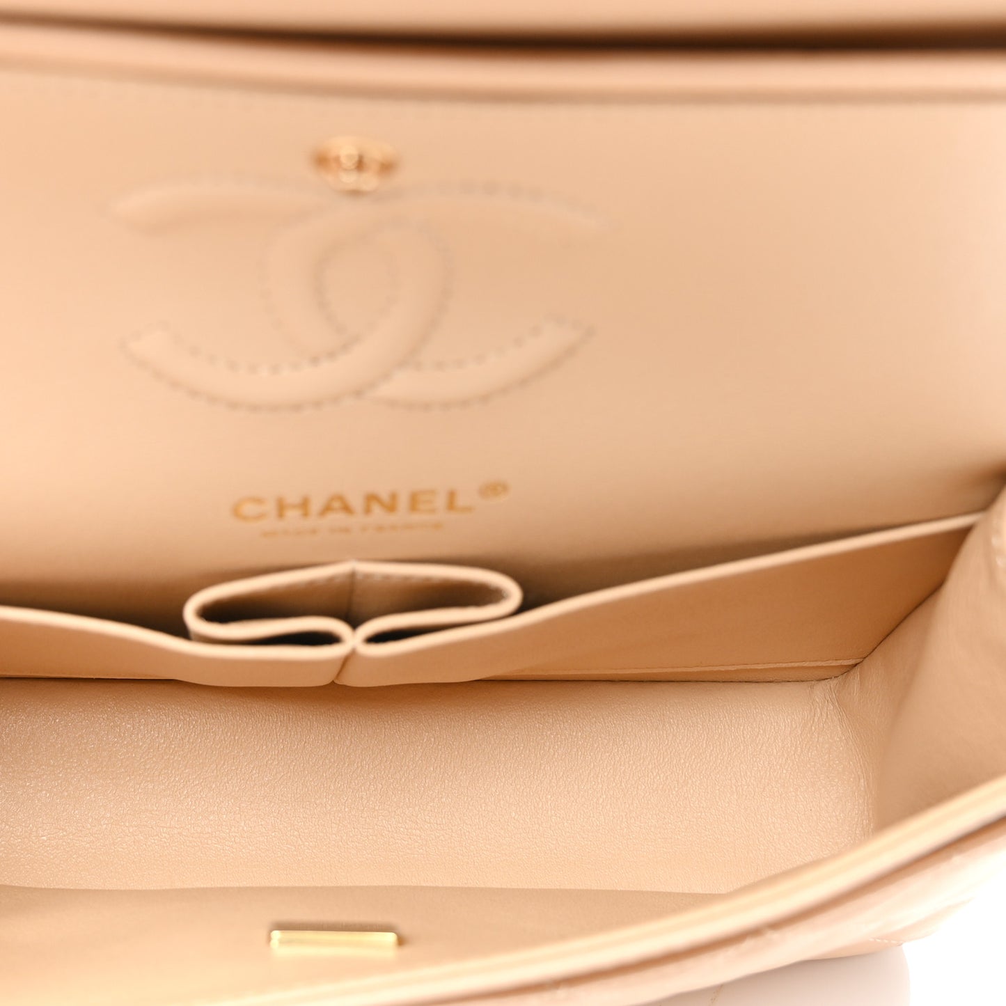 Caviar Quilted Small Double Flap Beige