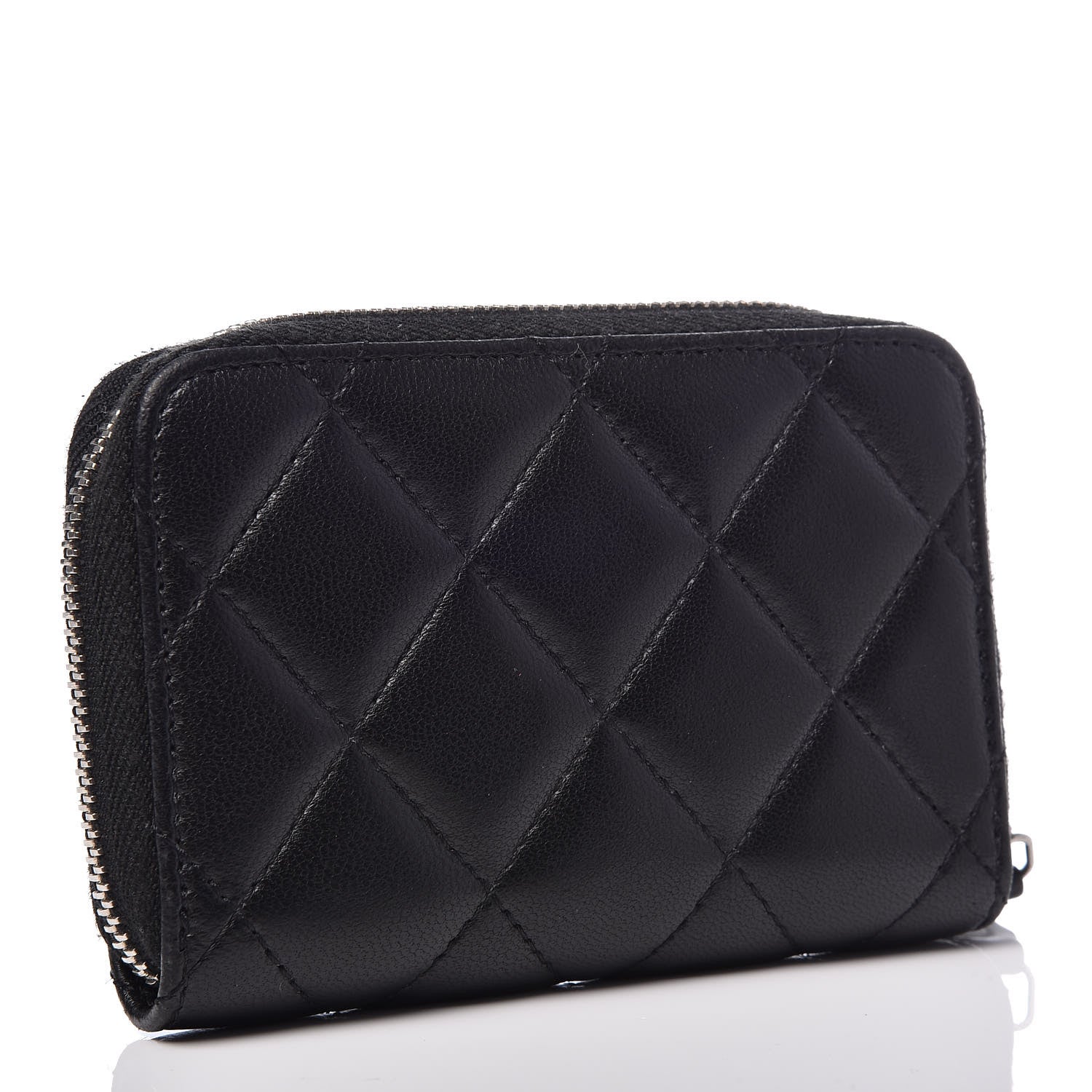 Chanel Lambskin Quilted Zip Coin Purse Black 3 of 7