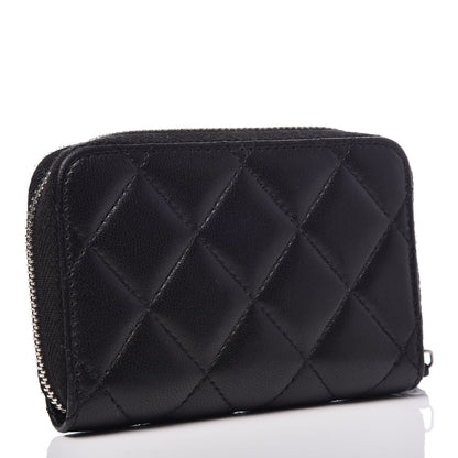 Chanel Lambskin Quilted Zip Coin Purse Black 3 of 7