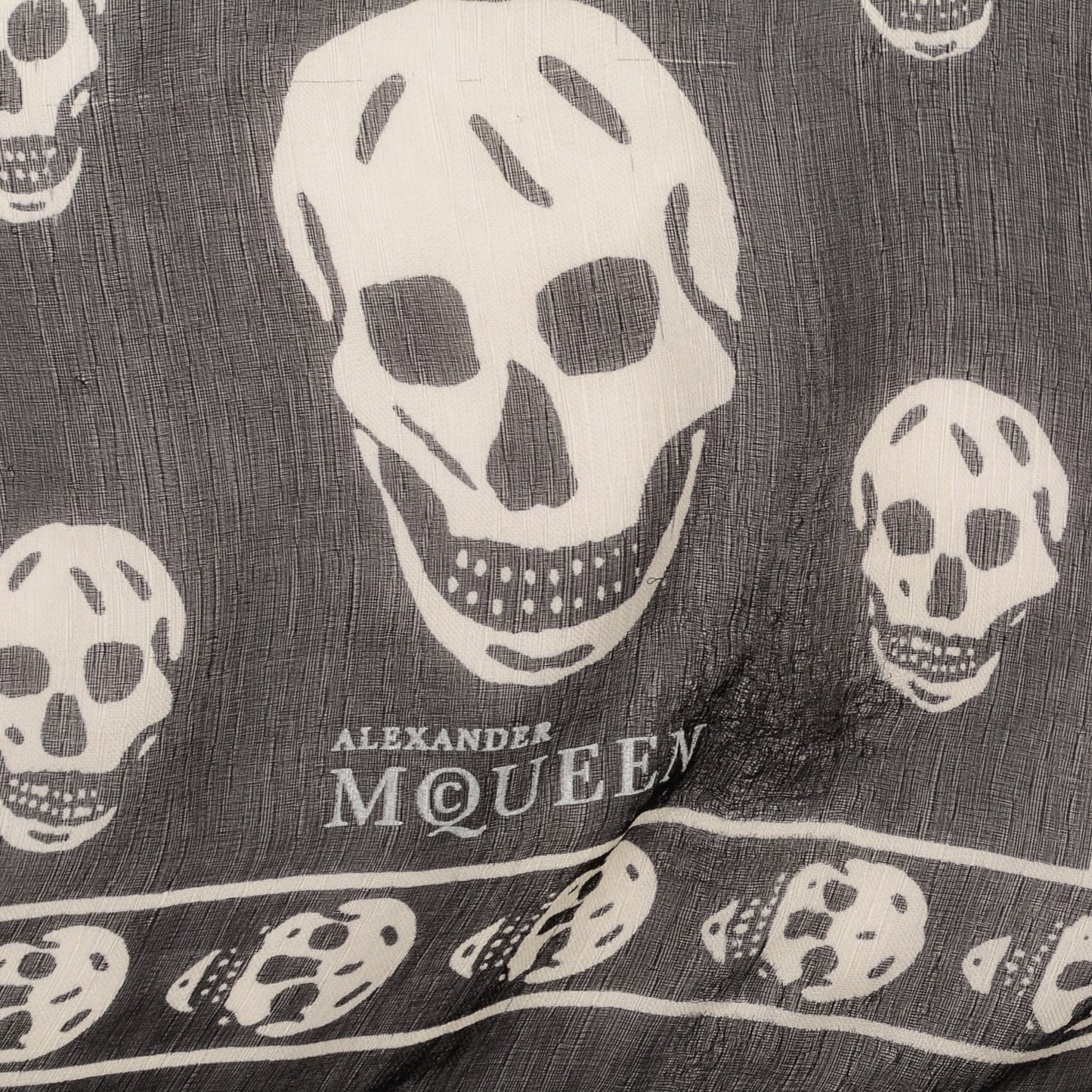 Silk Chiffon Skull Scarf Black Ivory