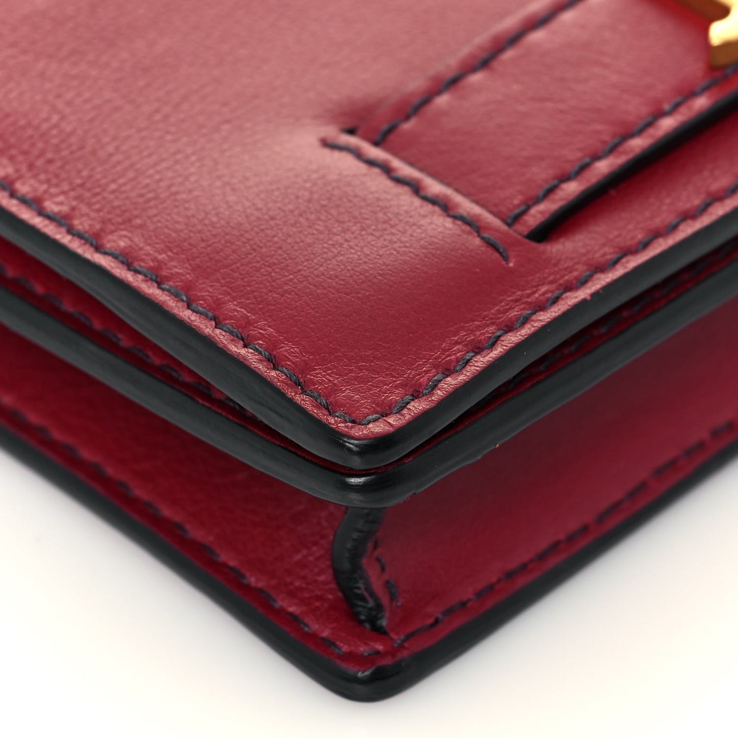 Calfskin J'Adior Wallet on Chain Pouch Red