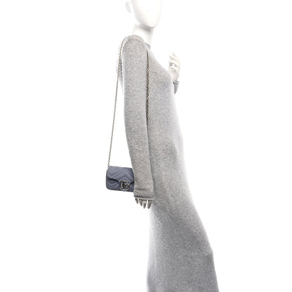 Gucci Nubuck Matelasse Mini GG Marmont Shoulder Bag Grey 2 of 11