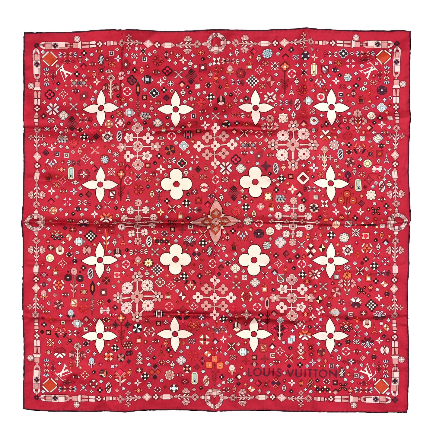 Silk Square Scarf Red
