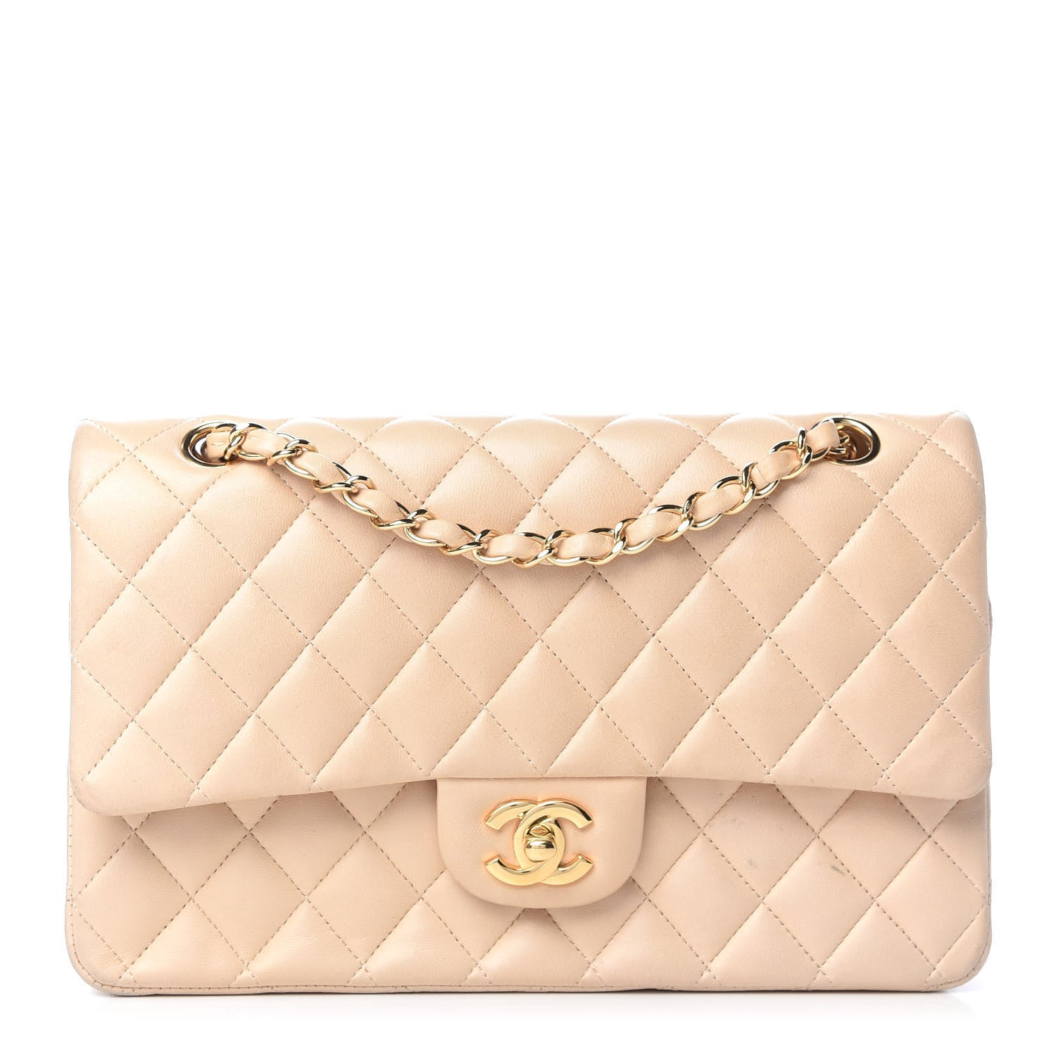 Chanel Lambskin Quilted Medium Double Flap Beige 1 of 9