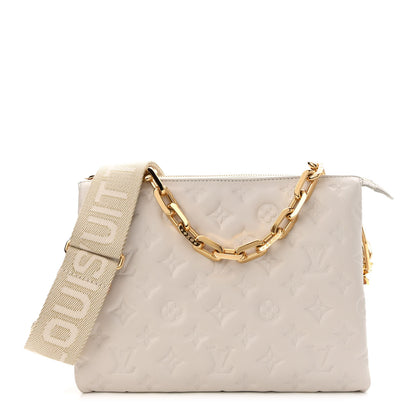 Louis Vuitton Lambskin Embossed Monogram Coussin PM Cream 1 of 10